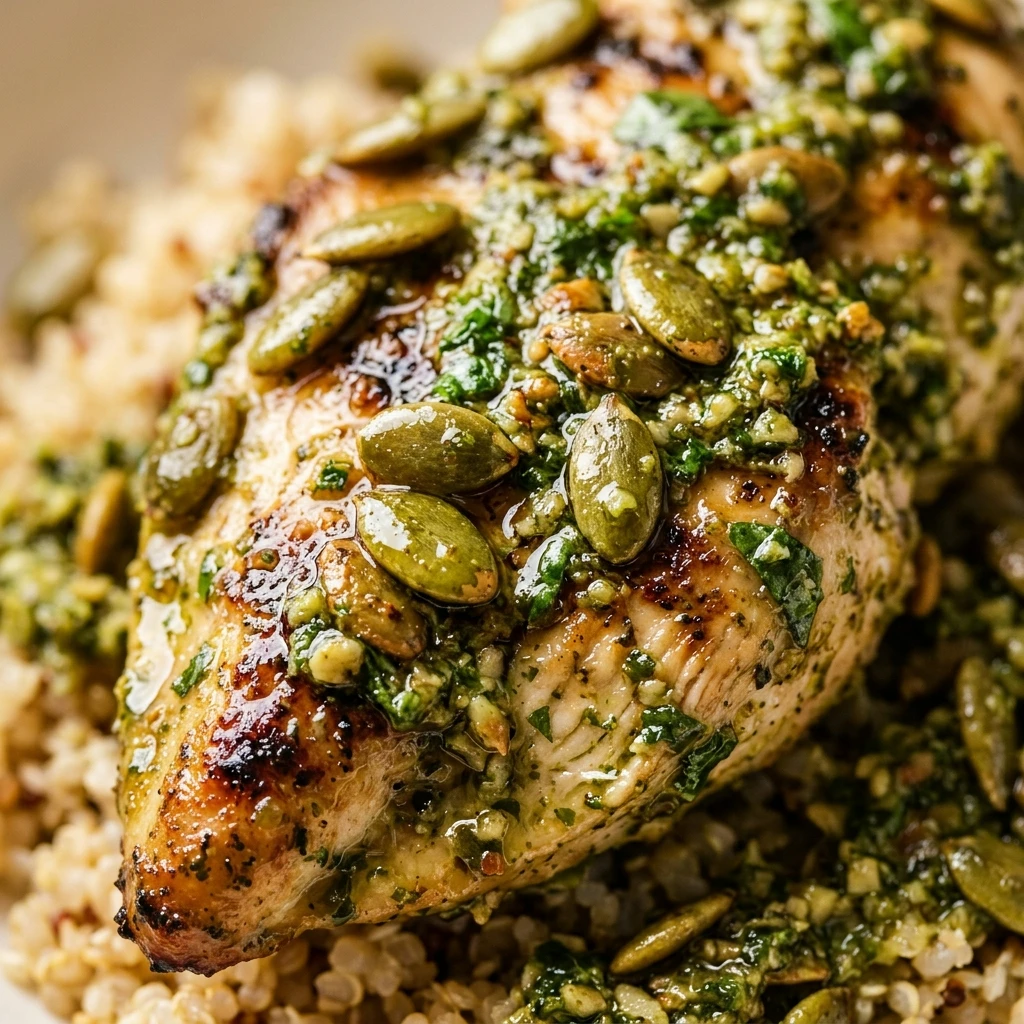 High Protein Pumpkin Seed Pesto Chicken