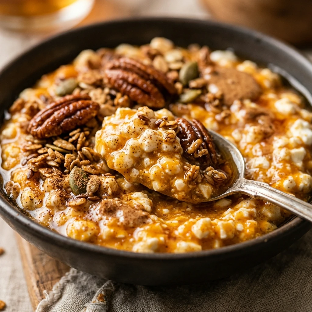 High Protein Pumpkin Spice Cottage Cheese Bowl
