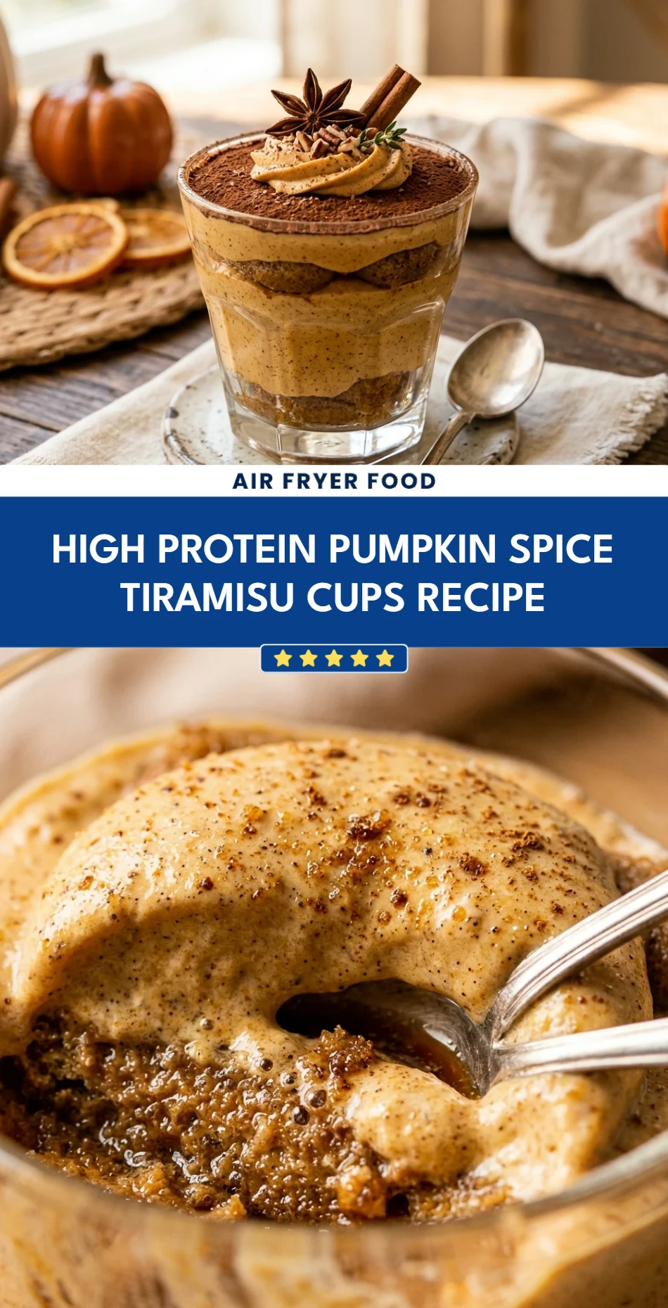 High Protein Pumpkin Spice Tiramisu Cups Recipe