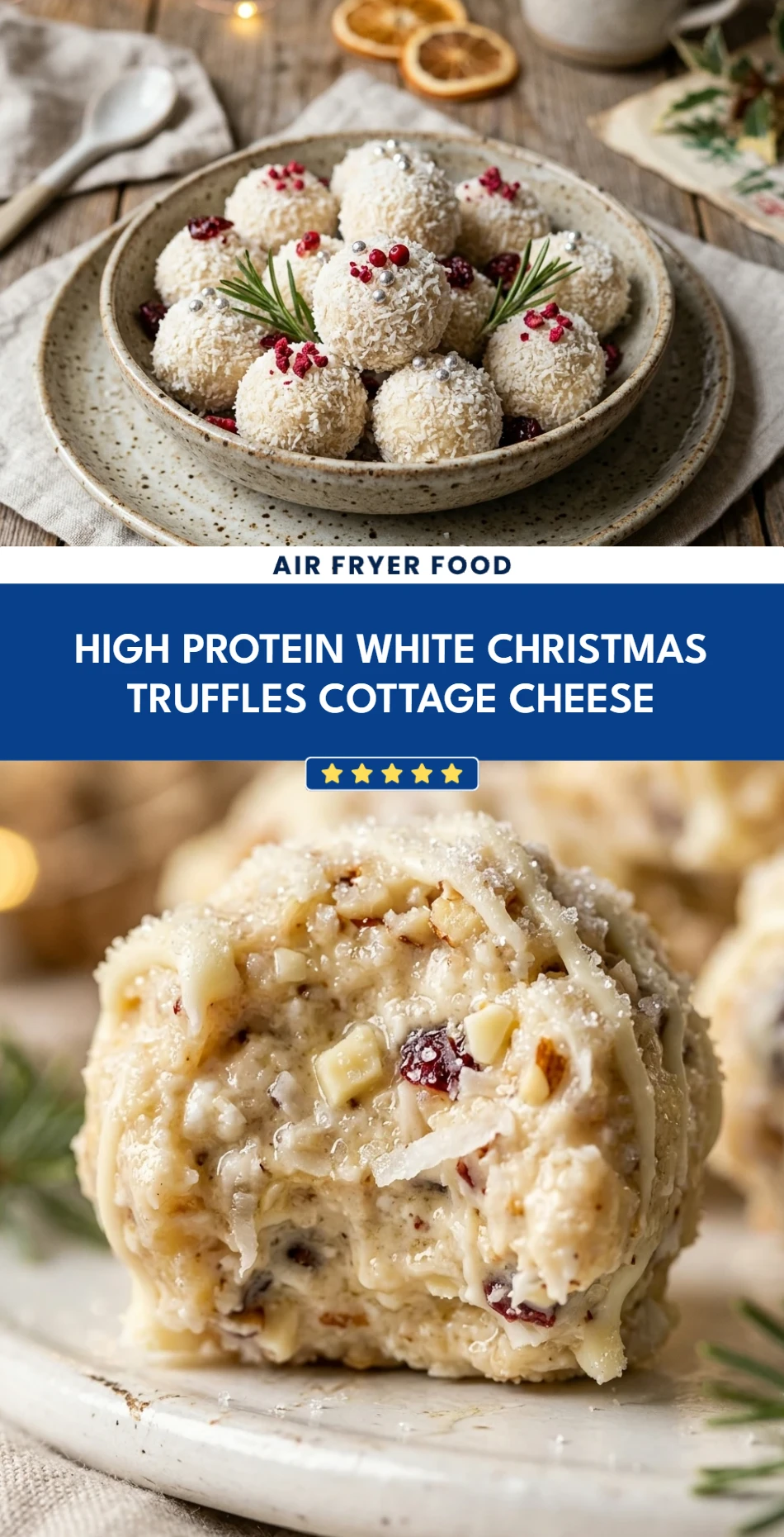 High Protein White Christmas Truffles Cottage Cheese