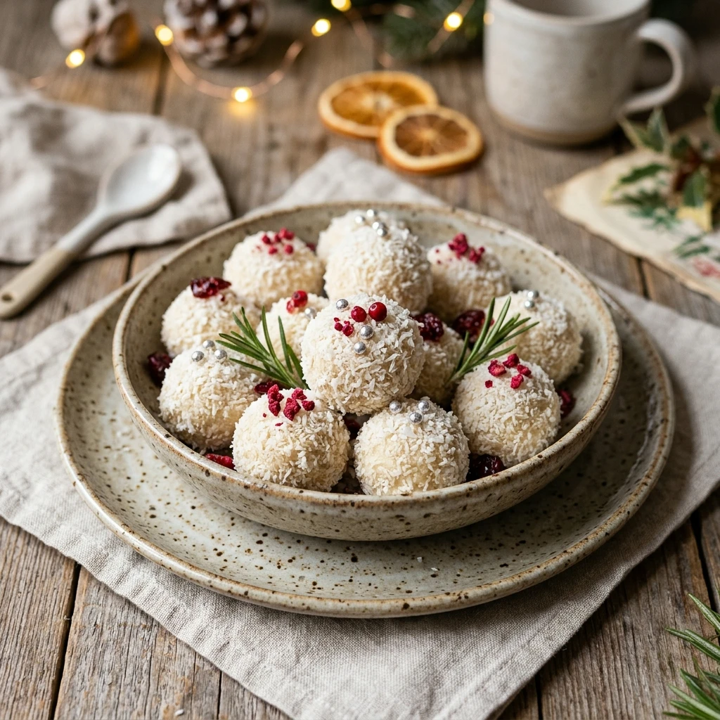 High Protein White Christmas Truffles Cottage Cheese