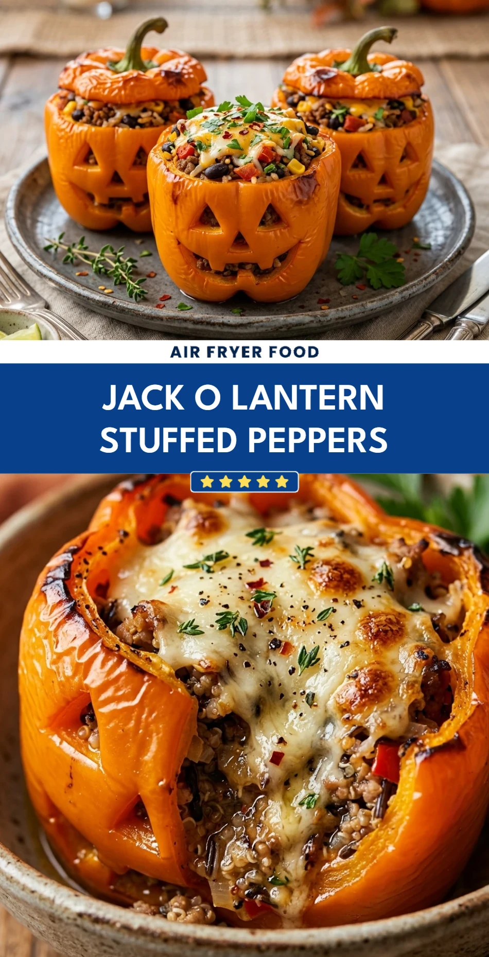 Jack O Lantern Stuffed Peppers
