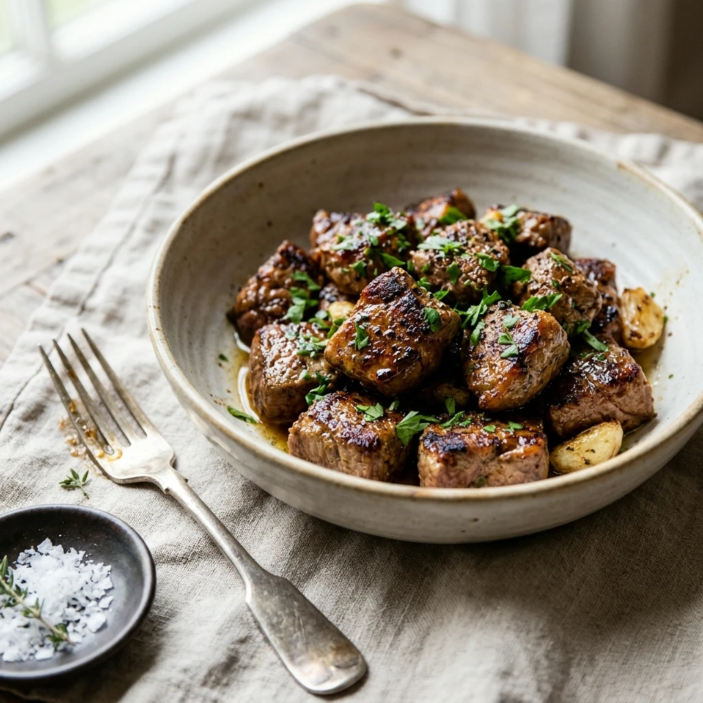 Juicy Air Fryer Garlic Butter Steak Bites