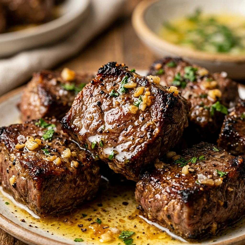 Juicy Air Fryer Steak Bites with Garlic Butter
