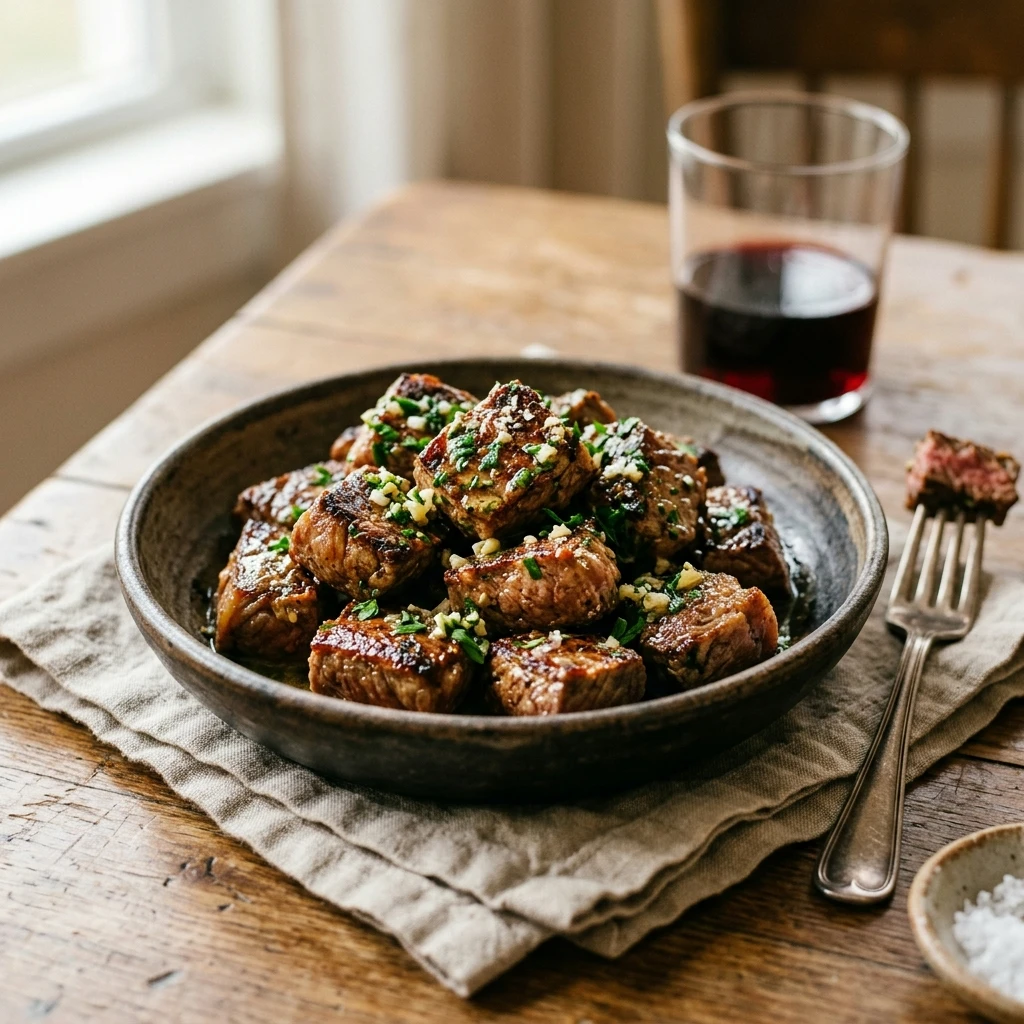 Juicy Air Fryer Steak Bites with Garlic Butter
