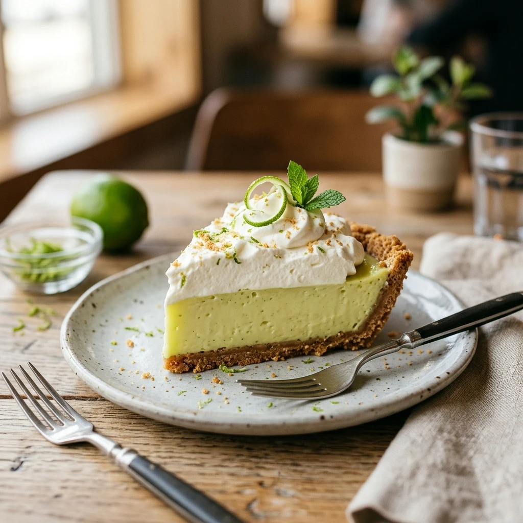 Key Lime Pie with Graham Cracker Crust and Whipped Cream