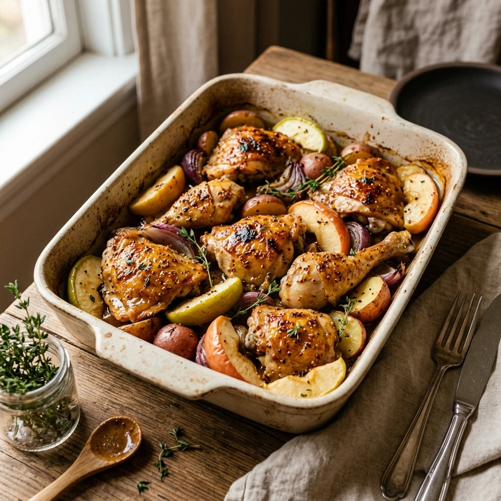 Maple Dijon Sheet Pan Chicken And Apples