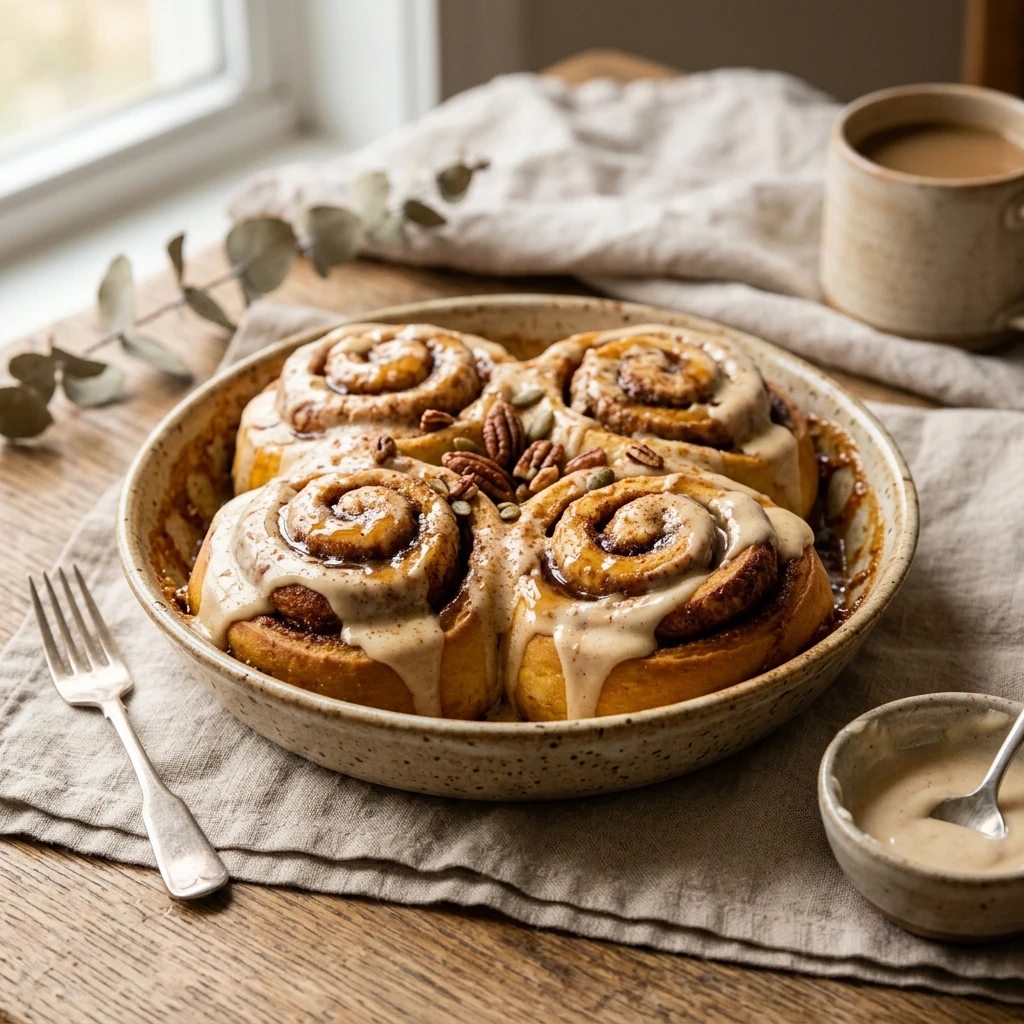 Maple Pumpkin Cinnamon Rolls Viral Breakfast