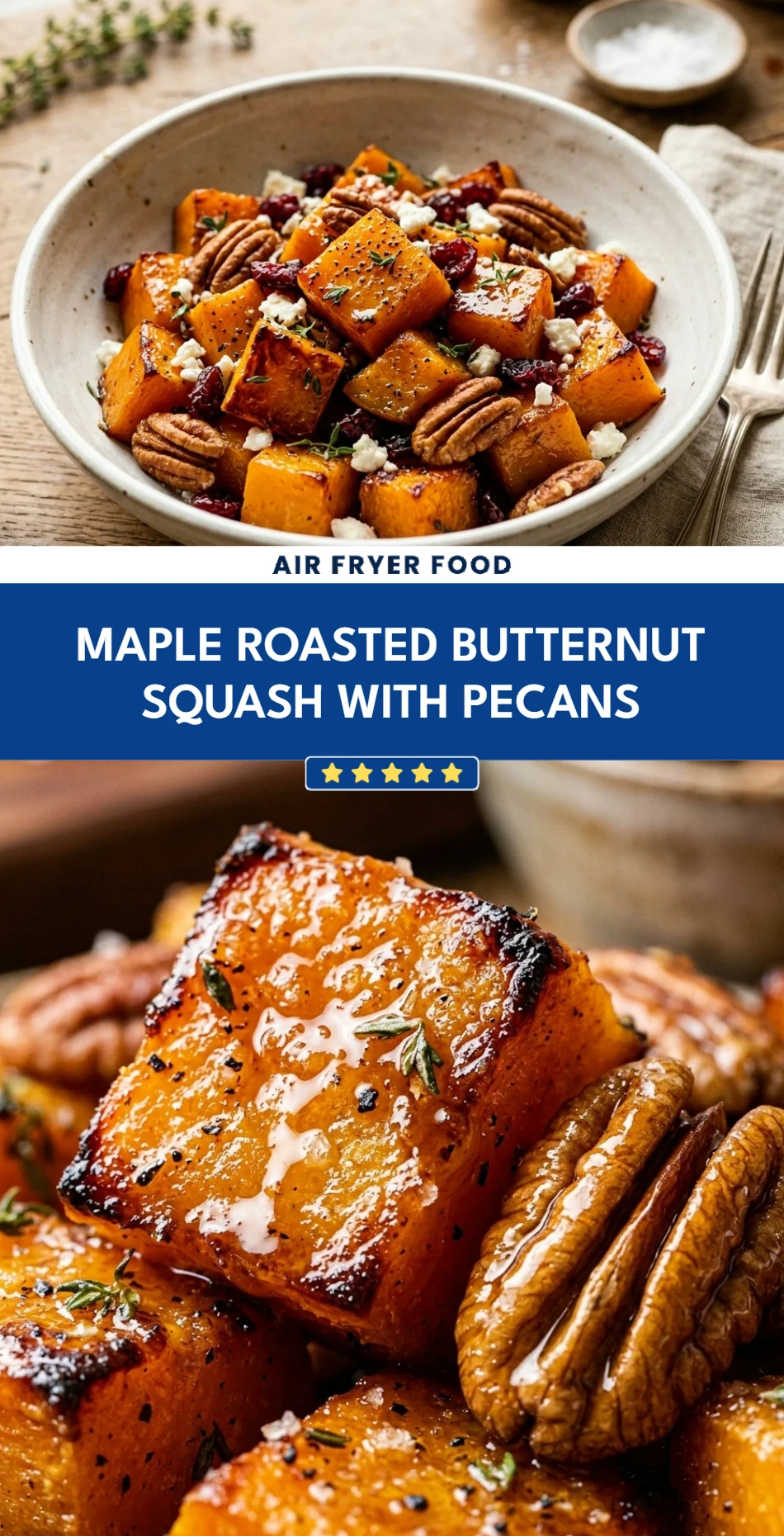 Maple Roasted Butternut Squash With Pecans