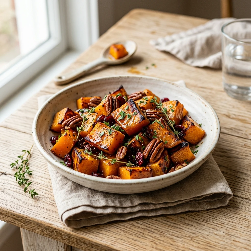 Maple Roasted Butternut Squash With Pecans Snack