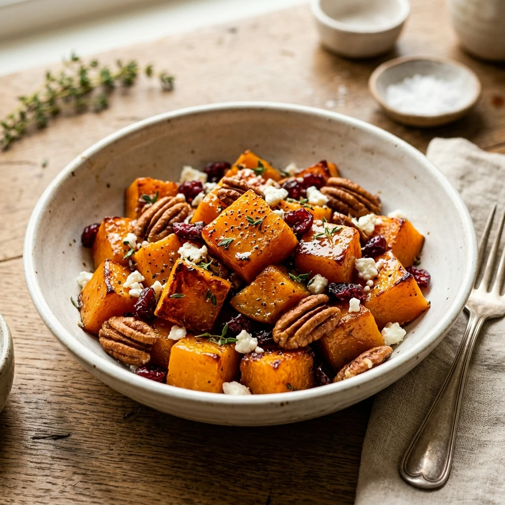 Maple Roasted Butternut Squash With Pecans