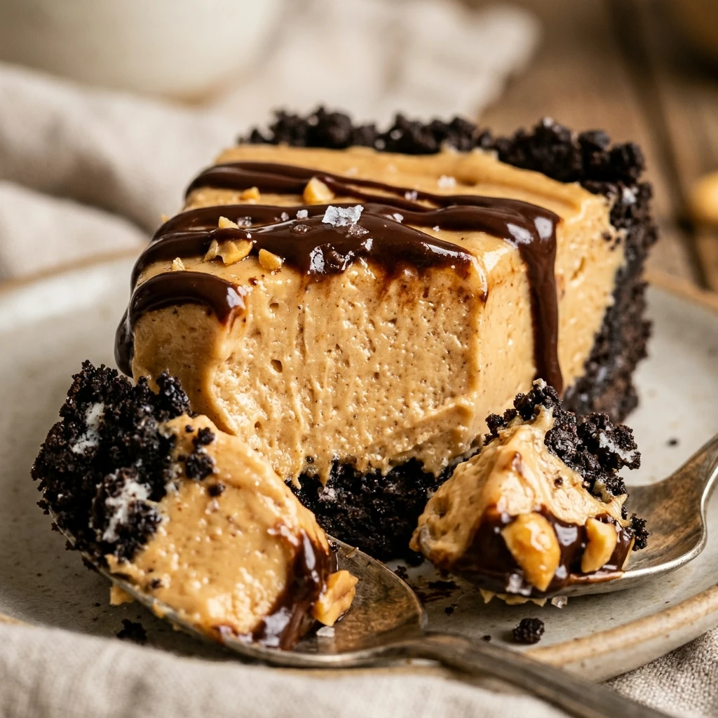 No Bake Peanut Butter Pie with Oreo Crust