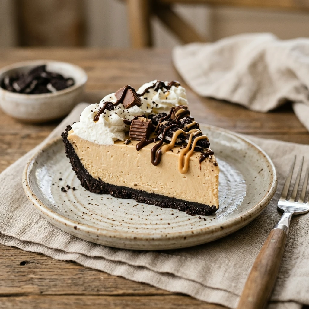 No Bake Peanut Butter Pie with Oreo Crust