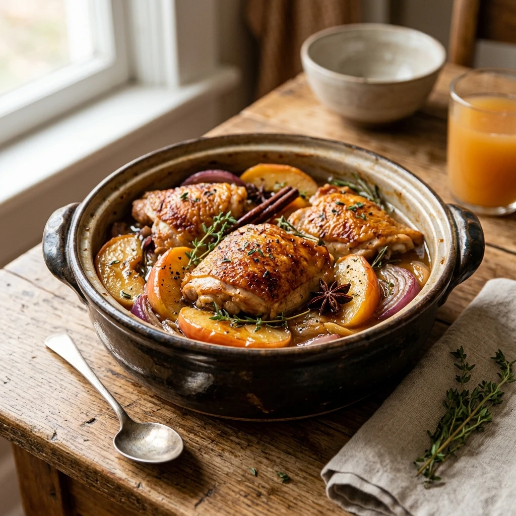 One Pot Apple Cider Chicken Thighs With Apples