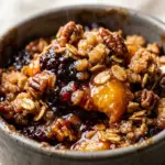 Peach Blackberry Crisp with Oat Pecan Topping