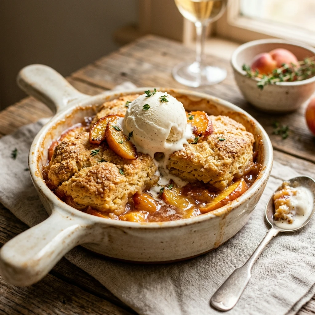 Peach Cobbler with Golden Biscuit Topping