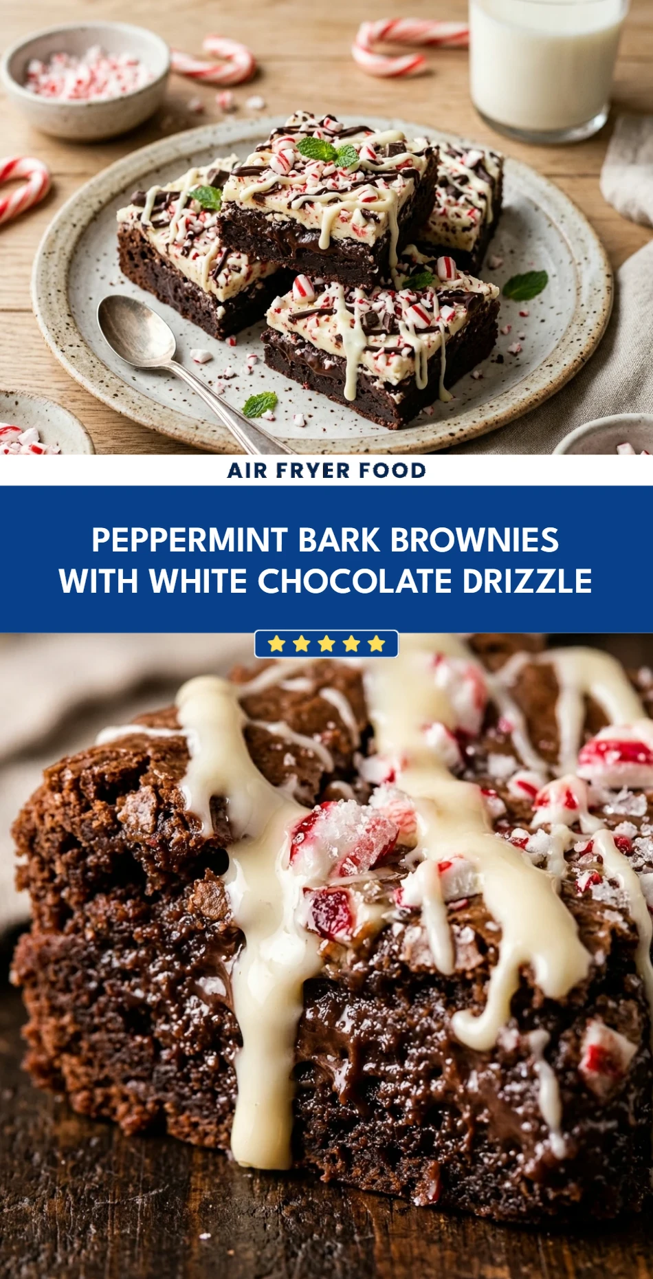 Peppermint Bark Brownies with White Chocolate Drizzle