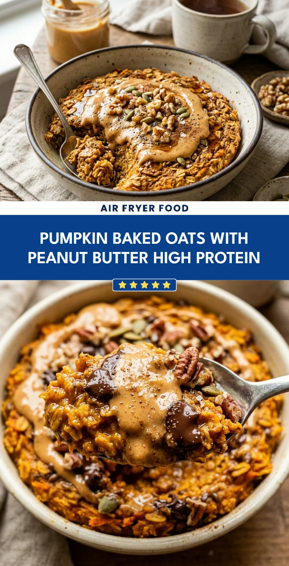 Pumpkin Baked Oats With Peanut Butter High Protein