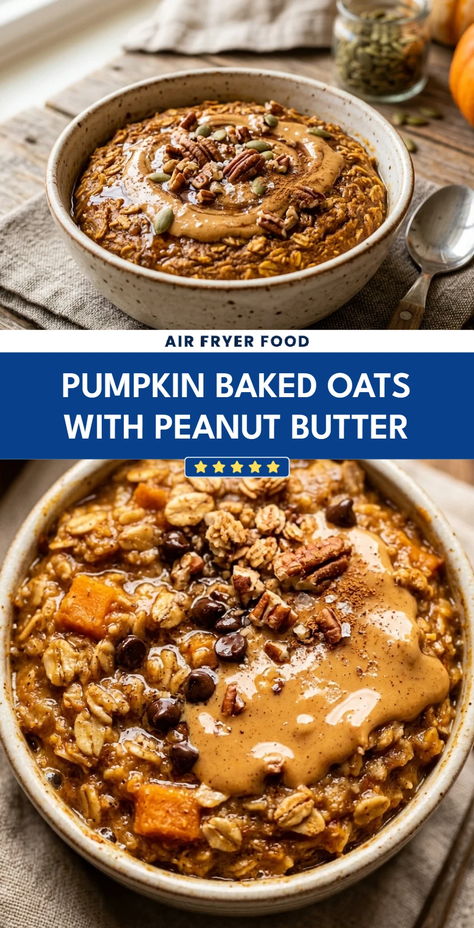 Pumpkin Baked Oats With Peanut Butter