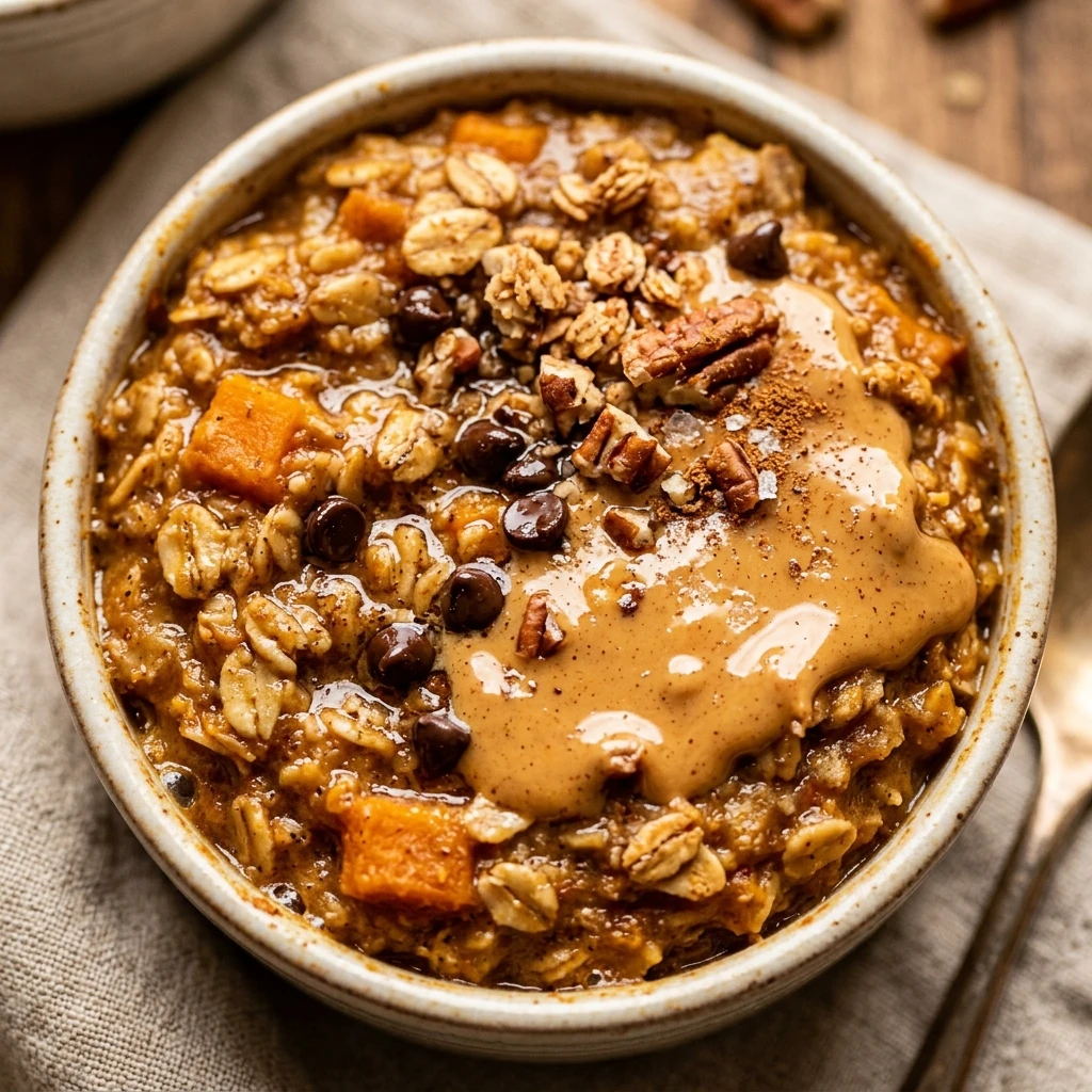 Pumpkin Baked Oats With Peanut Butter