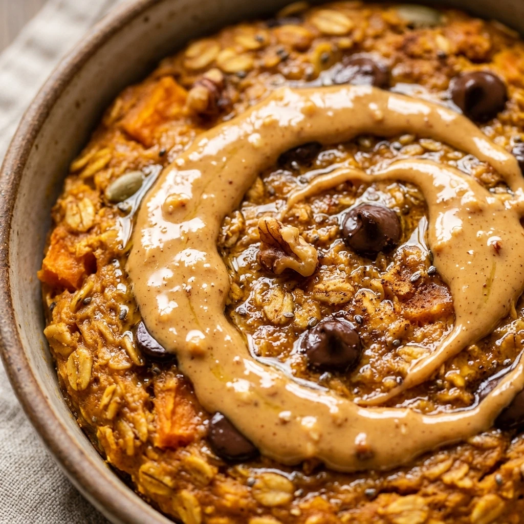 Pumpkin Baked Oats With Peanut Butter