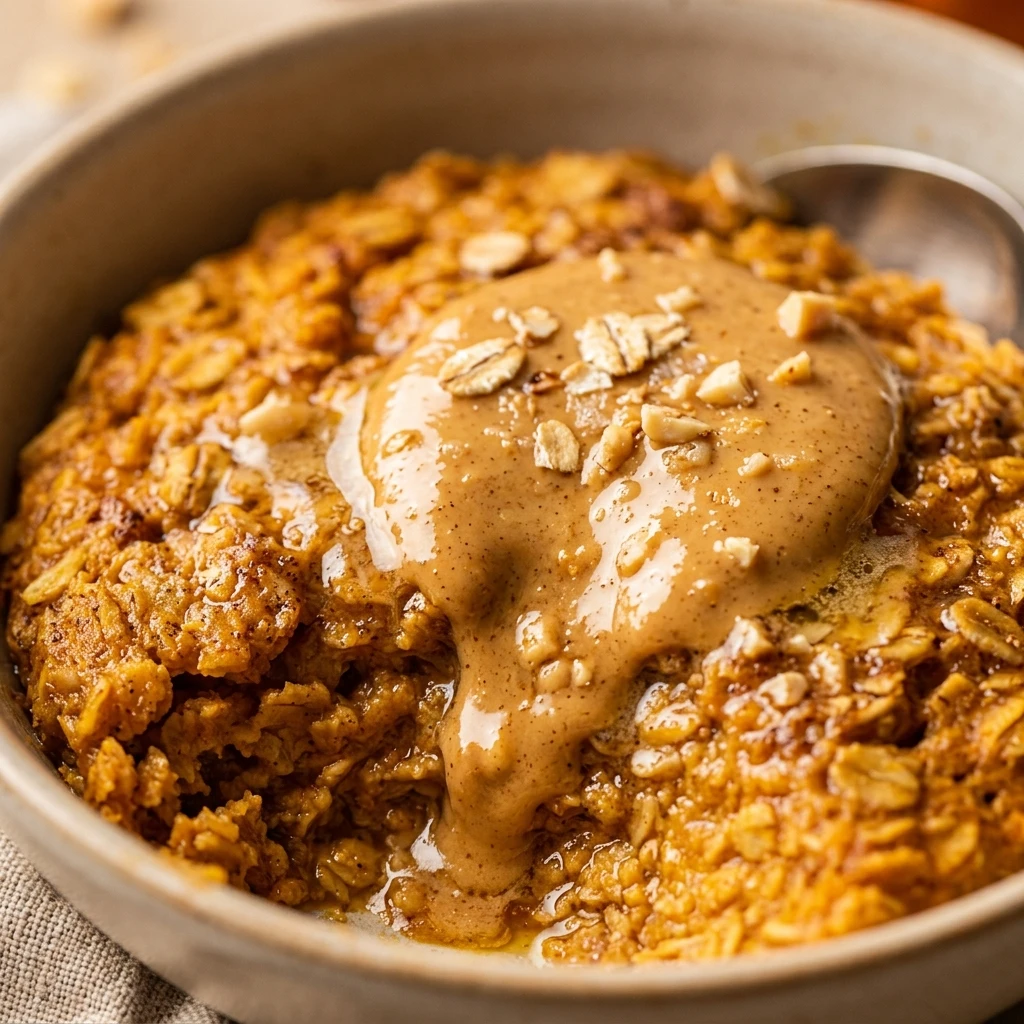 Pumpkin Baked Oats With Peanut Butter