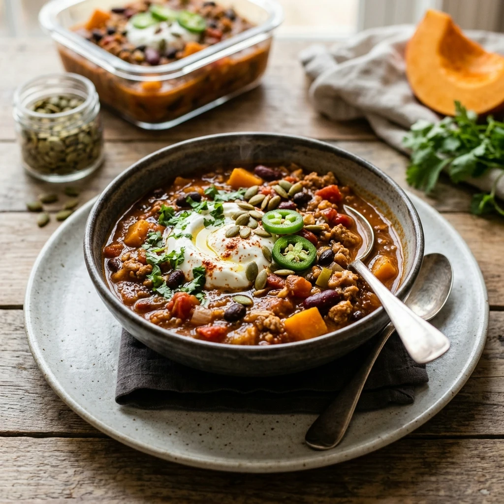 Pumpkin Chili High Protein Meal Prep Recipe