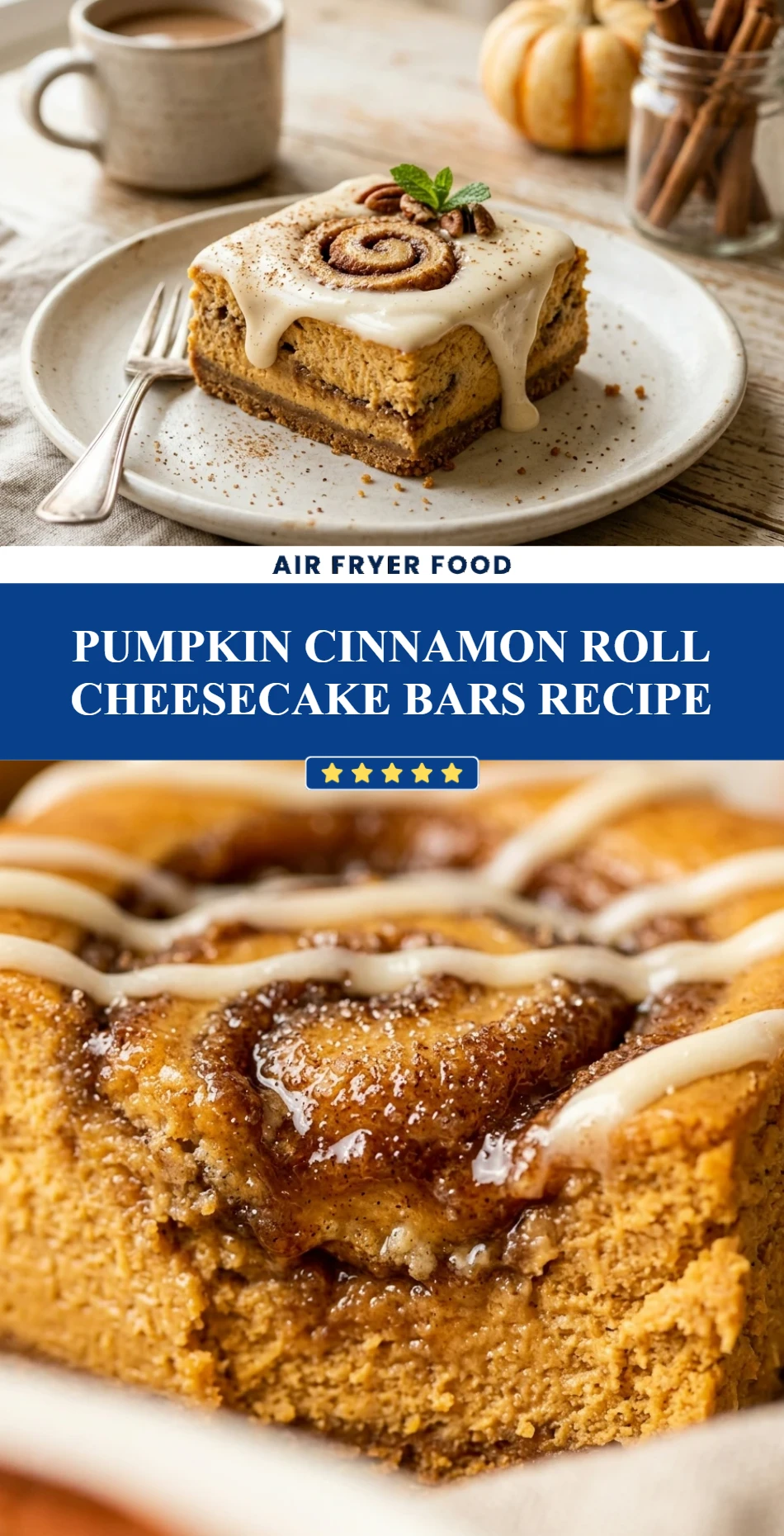 Pumpkin Cinnamon Roll Cheesecake Bars Recipe