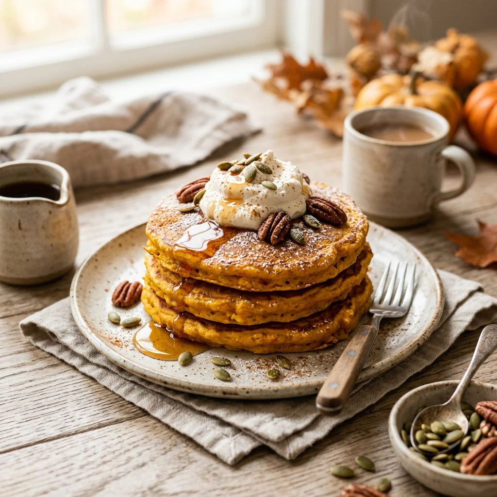 Pumpkin Cottage Cheese Pancakes