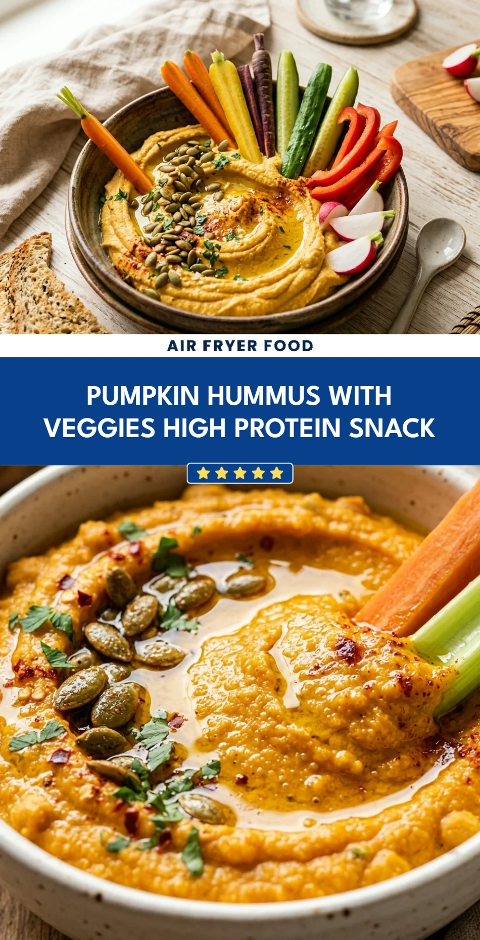 Pumpkin Hummus With Veggies High Protein Snack