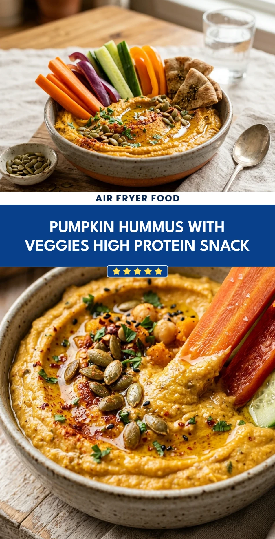 Pumpkin Hummus With Veggies High Protein Snack