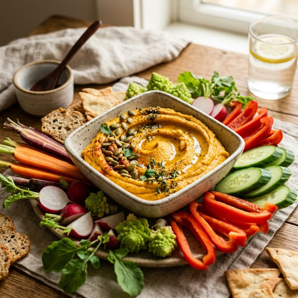 Pumpkin Hummus With Veggies