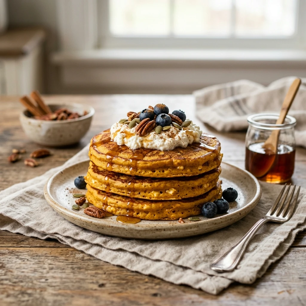 Pumpkin Protein Pancakes With Cottage Cheese Recipe