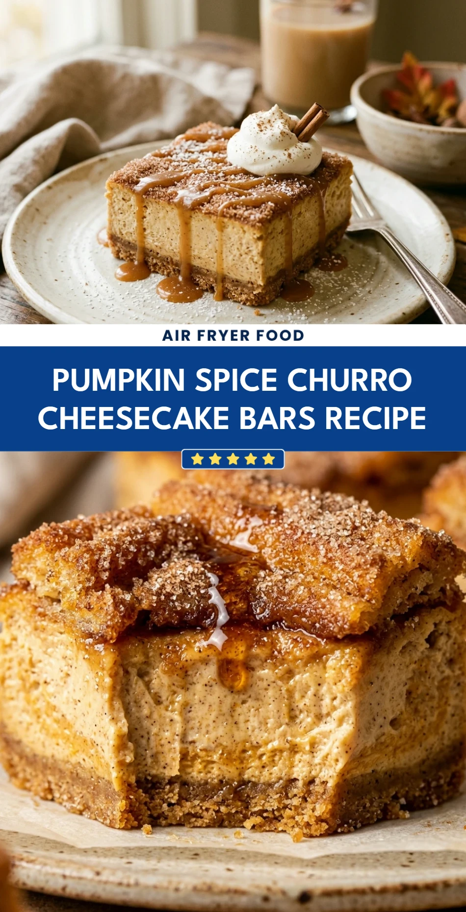 Pumpkin Spice Churro Cheesecake Bars Recipe
