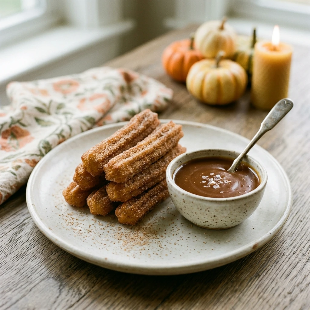 Pumpkin Spice Churros With Caramel Dip Recipe