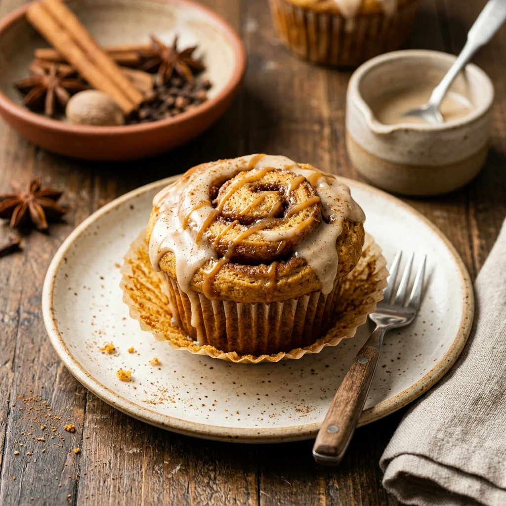 Pumpkin Spice Cinnamon Roll Muffins Recipe