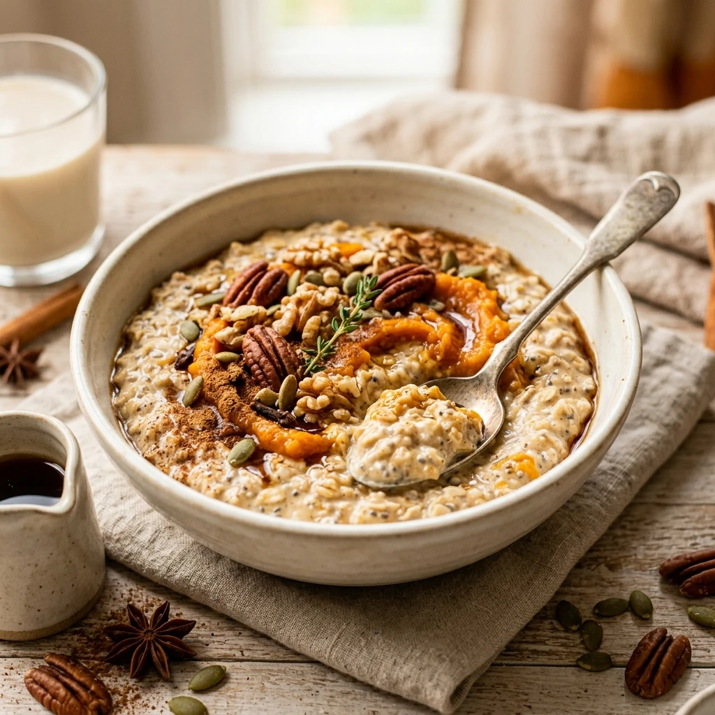 Pumpkin Spice Overnight Oats High Protein Breakfast