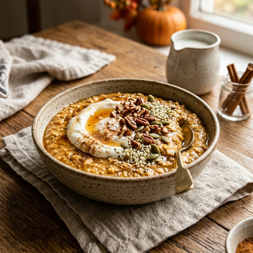 Pumpkin Spice Overnight Oats High Protein Breakfast