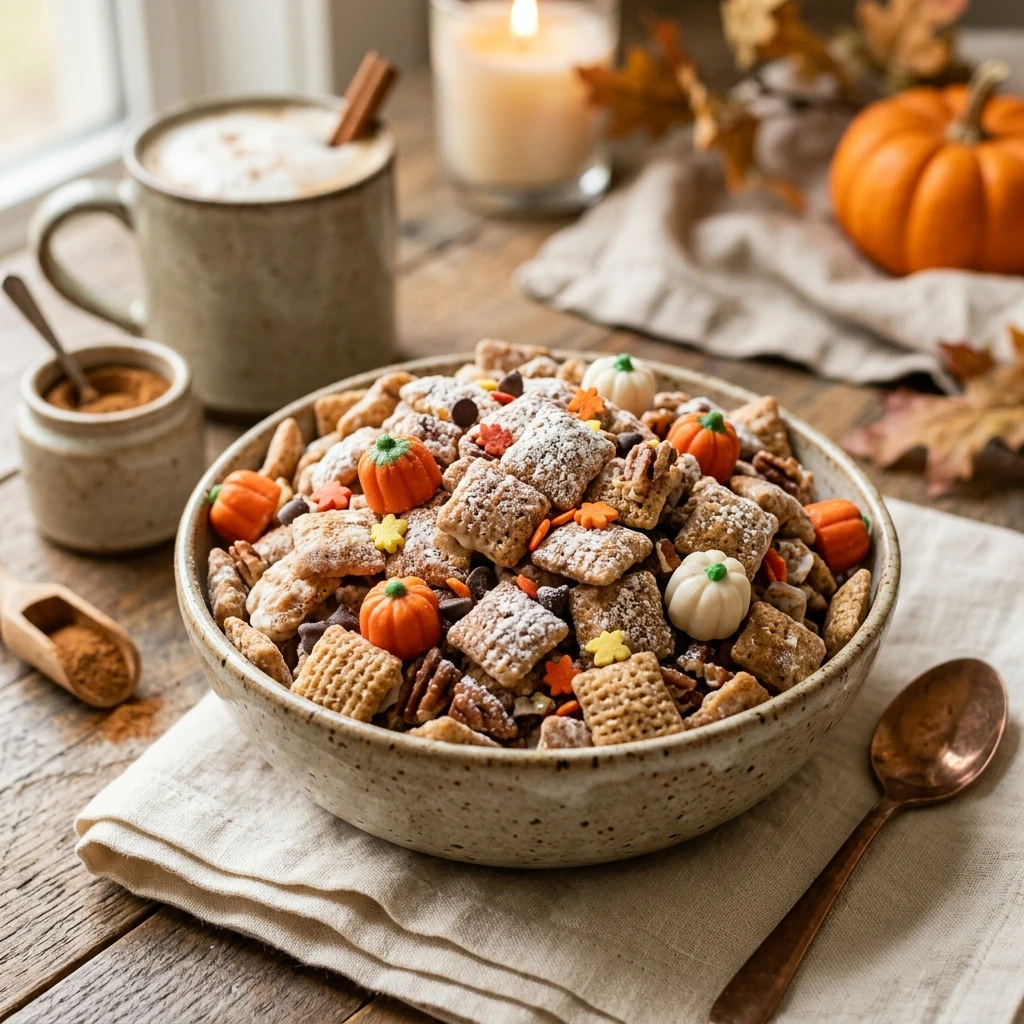 Pumpkin Spice Puppy Chow Snack Mix Recipe