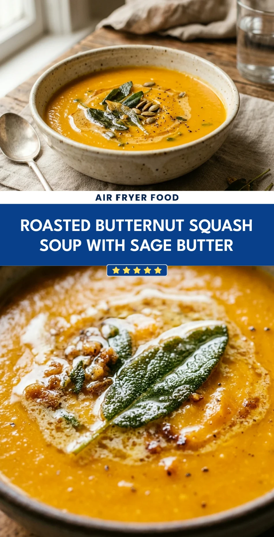 Roasted Butternut Squash Soup With Sage Butter