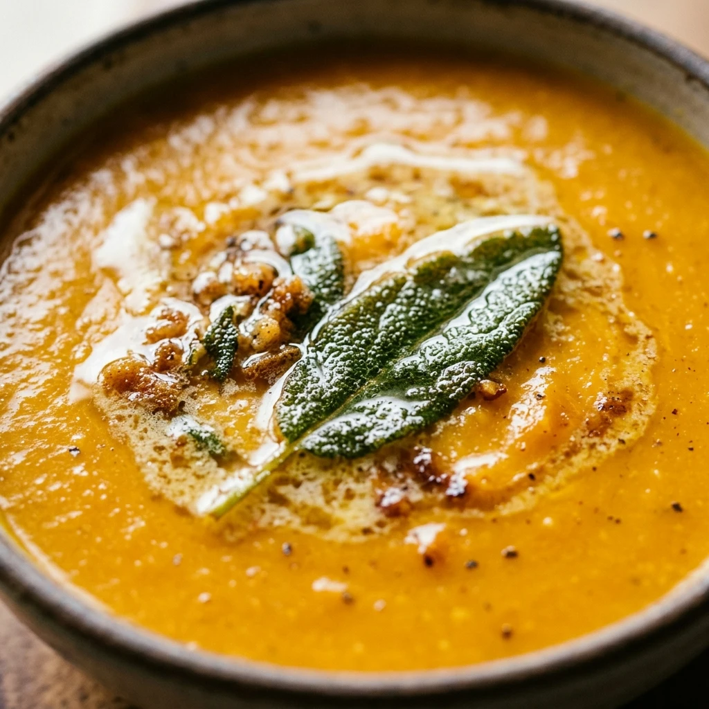 Roasted Butternut Squash Soup With Sage Butter