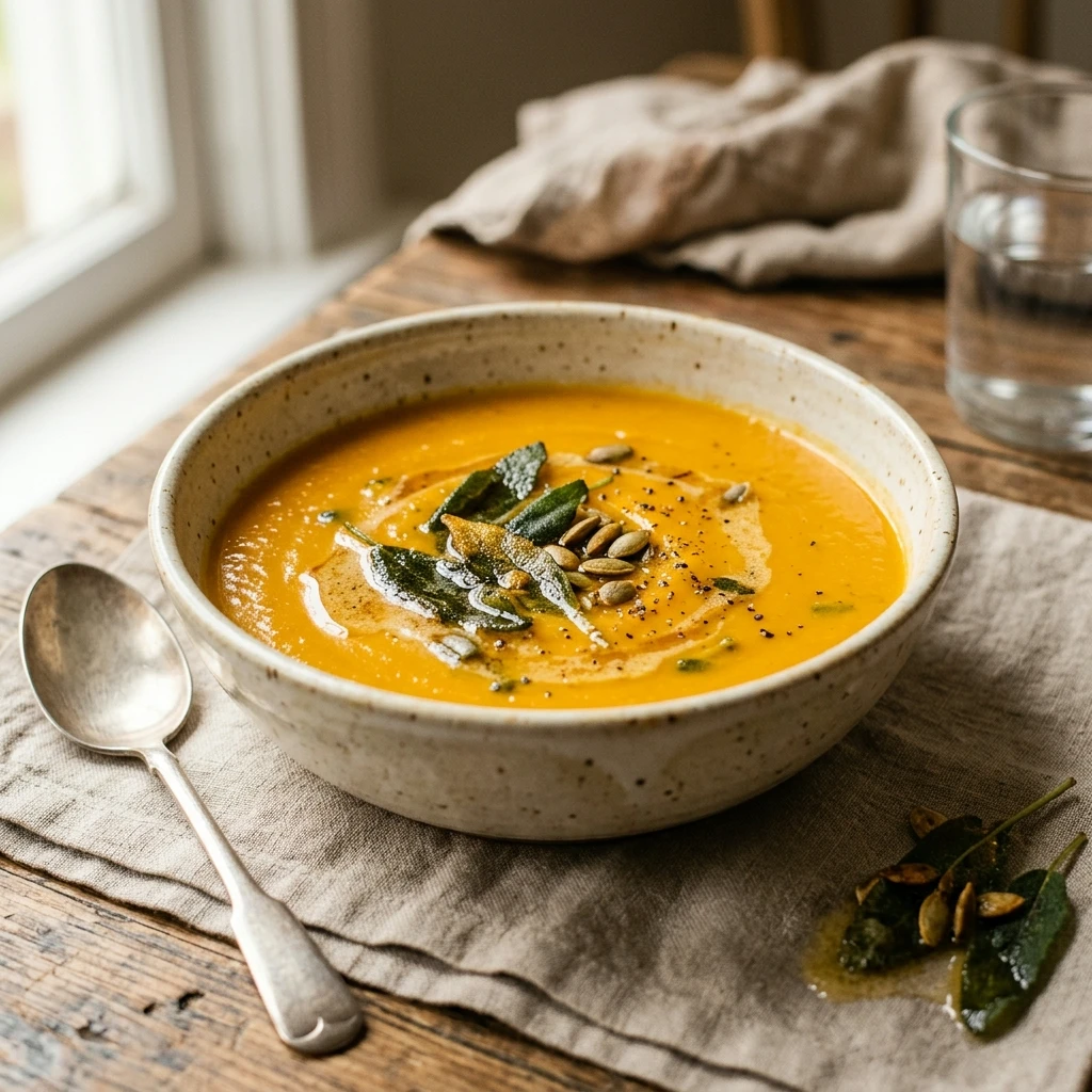 Roasted Butternut Squash Soup With Sage Butter