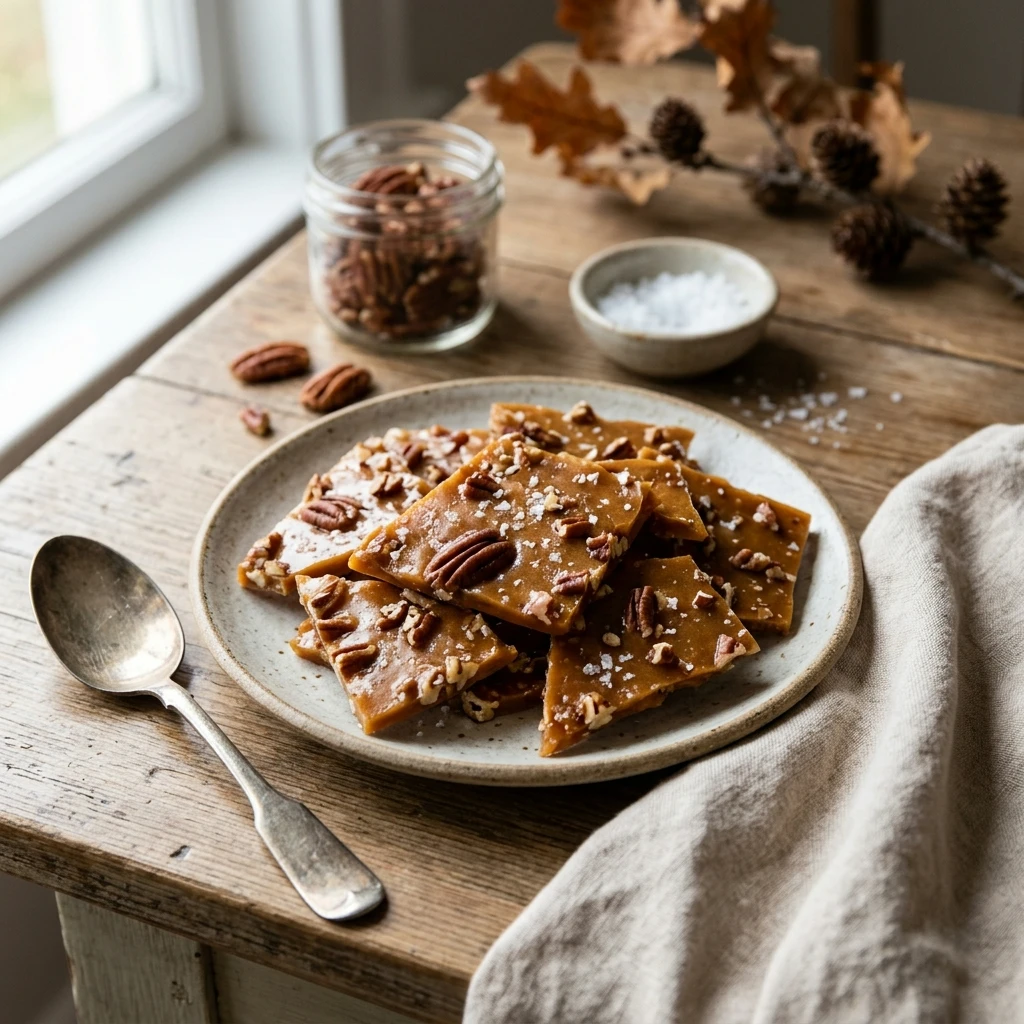 Salted Maple Pecan Brittle Fall Snack Recipe