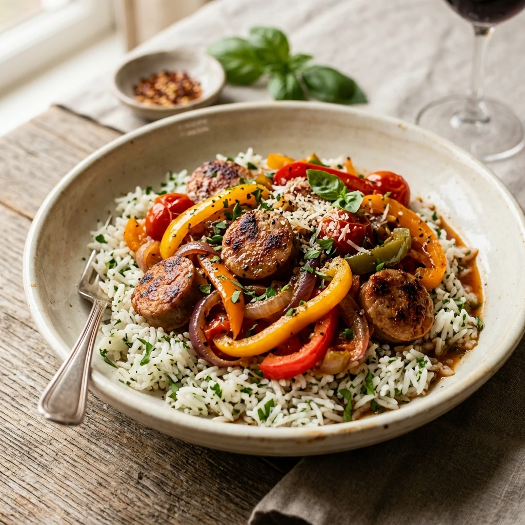 Sausage And Peppers With Rice