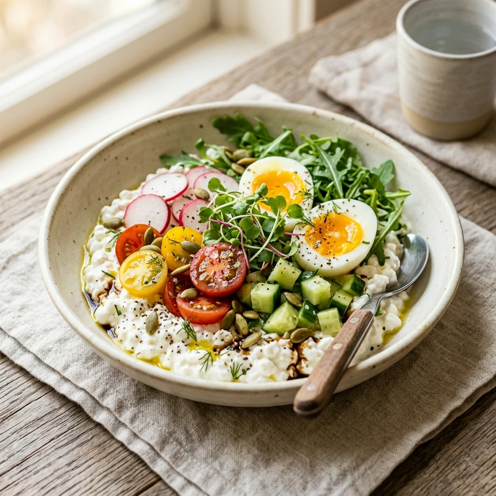 Savory Cottage Cheese And Veggie Breakfast Bowl Recipe
