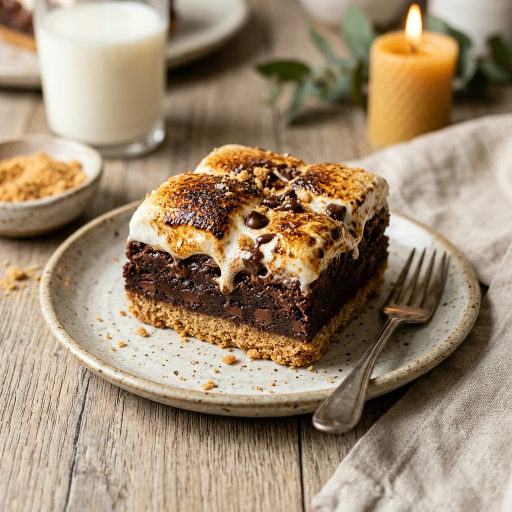 Smores Brownies with Graham Cracker Crust