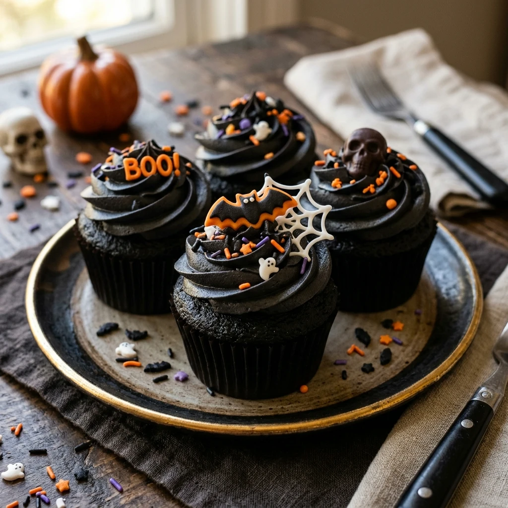 Spooky Black Velvet Cupcakes Halloween Recipe