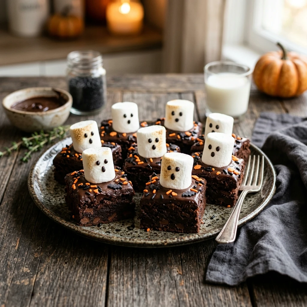 Spooky Ghost Brownies With Marshmallow Recipe