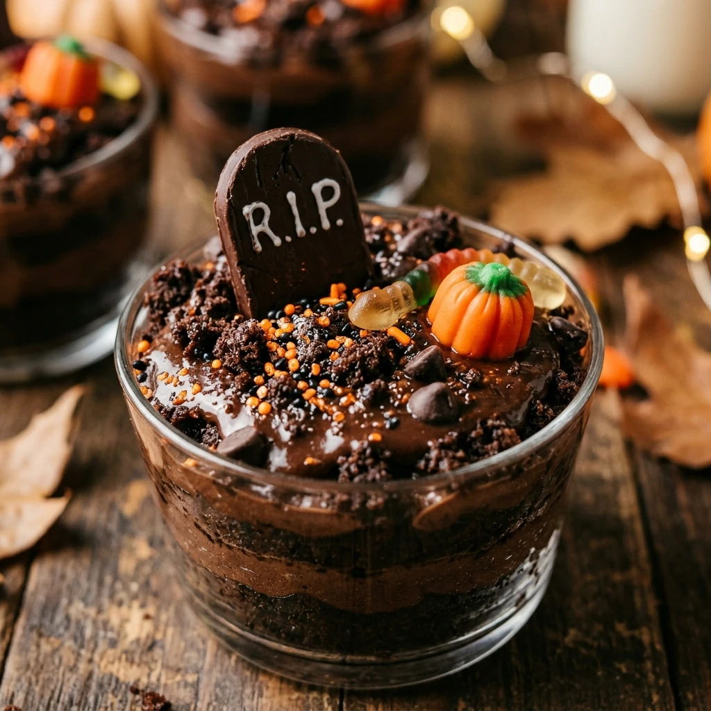 Spooky Halloween Brownie Graveyard Cups Recipe