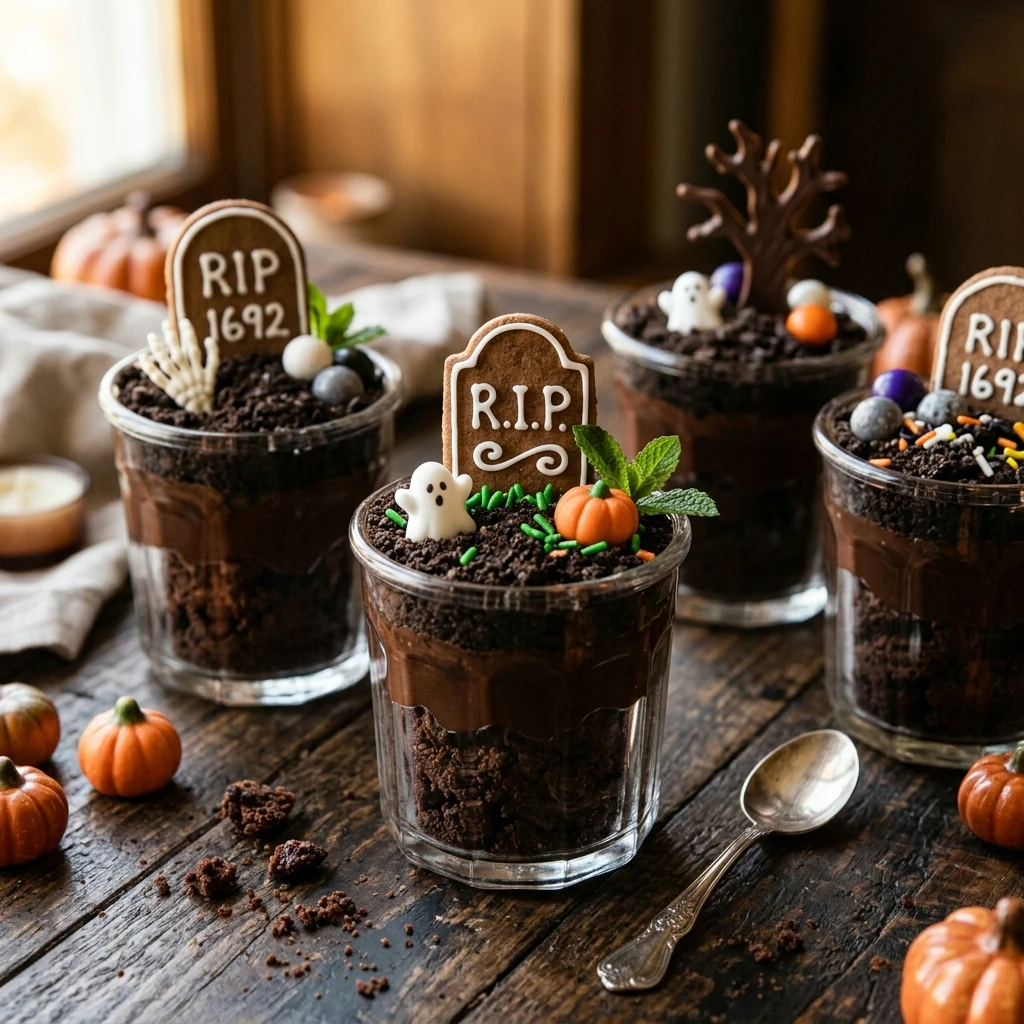 Spooky Halloween Brownie Graveyard Cups Recipe